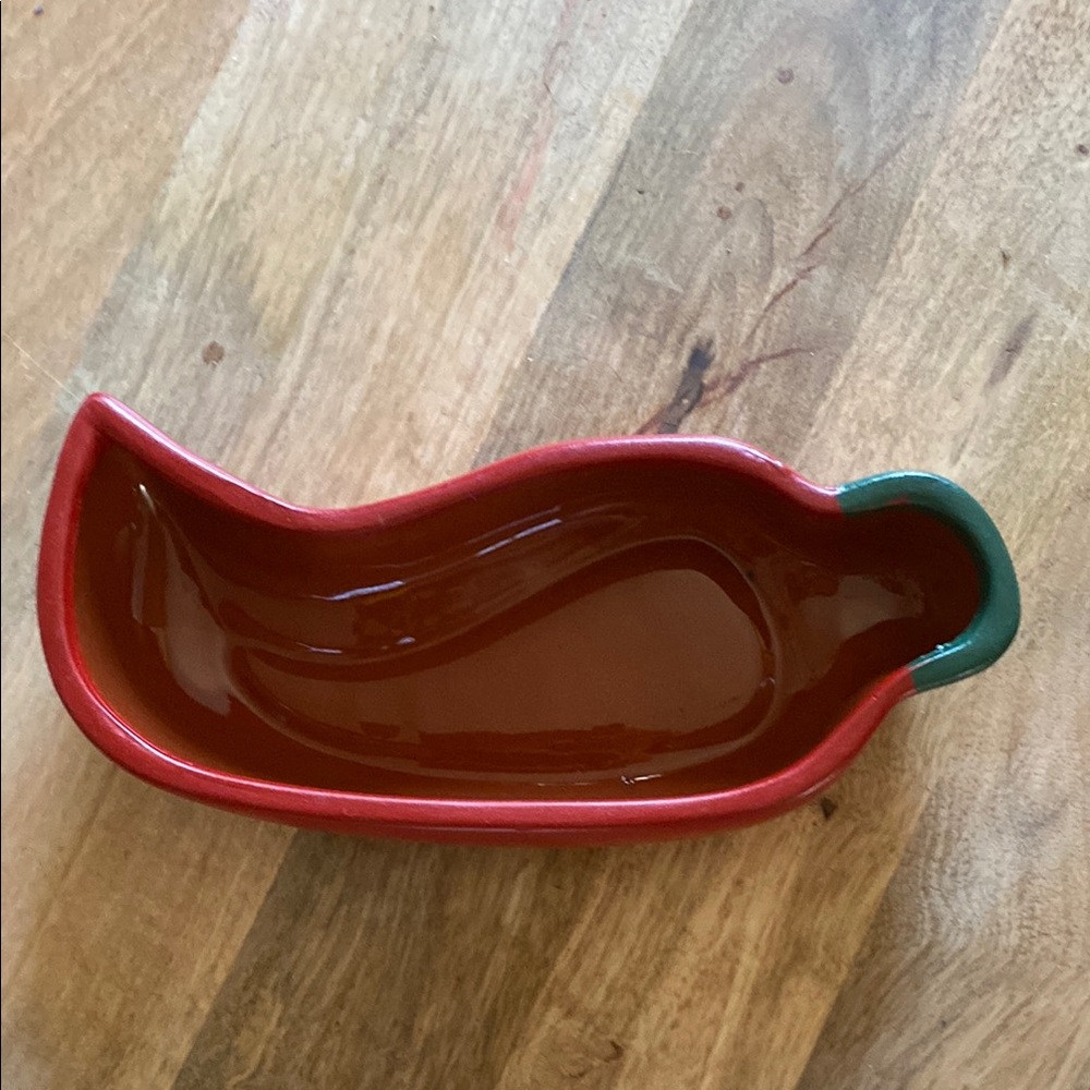 Red and Green Ceramic Pepper Dish